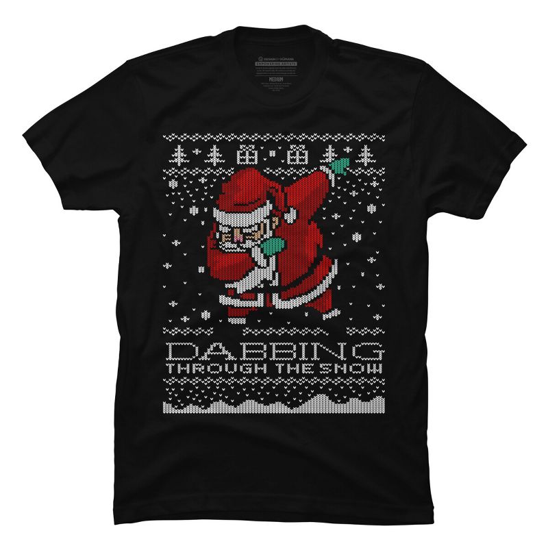 Men's Design By Humans Dabbing Through The Snow Santa Shirt Ugly Christmas Sweater By vomaria T-Shirt, 1 of 5