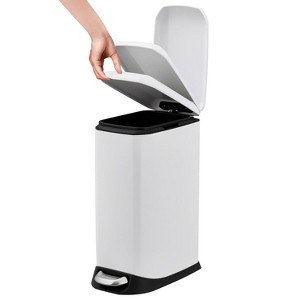 Trash Can, Stainless Steel Kitchen Trash Can 3.2 Gallon with Soft Close Lid & Foot Pedal - 1 of 4