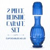 Elle Decor Bedside Water Carafe with Tumbler, 33-Ounce Pitcher and Matching Drinking Glass, Use Cup as a Lid for Carafe, Blue - 2 of 4