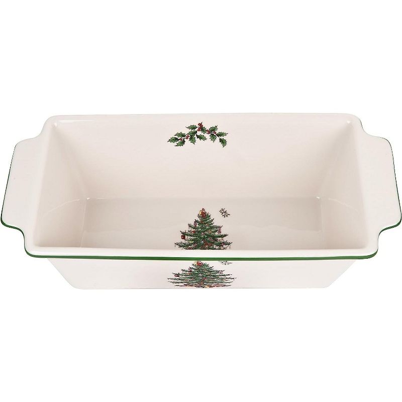 Spode Christmas Tree Loaf Pan, 11.75-Inch Baking Dish for Bread and Meatloaf with Christmas Tree Motif, Made of Fine Earthenware, 1 of 4
