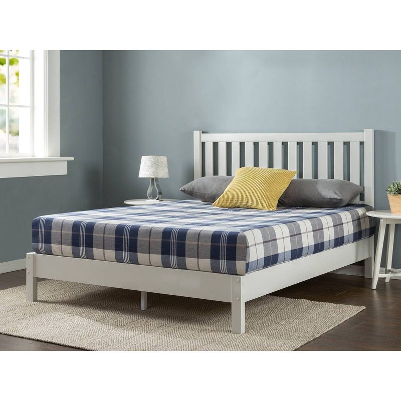 Wen Wood Deluxe Platform Bed Frame with Headboard White - Zinus, 1 of 11