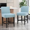 Fabric Upholstered KD Counter Stool with Padded Seat and Rubberwood Legs, Set of 1 for Kitchen, Island, or Home Bar - 3 of 4