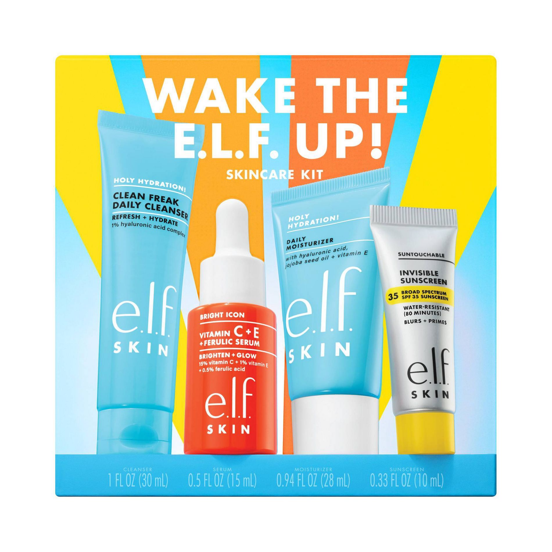 e.l.f. SKIN Wake the e.l.f. Up! Skincare Holiday Gift Kit - 4ct