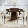 52 inch Round Natural Wood Color Dining Table with 6 White Dining chairs Suitable for Dining Room / Living Room - 2 of 4