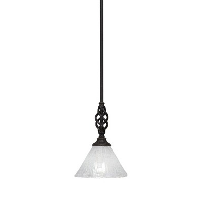 Toltec Lighting Elegante 1 - Light Pendant in  Dark Granite with 7" Italian Ice Shade