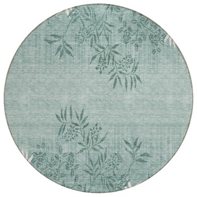 Sage Fern Green And Ivory Floral Washable Indoor Outdoor Area Rug