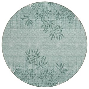 Sage Fern Green And Ivory Floral Washable Indoor Outdoor Area Rug - 1 of 4