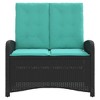 vidaXL Reclining Patio Bench with Cushions - Gray Poly Rattan Outdoor Garden Lounge - Adjustable Backrest & Removable Covers - 40.9"x23.2"x36.6" - 3 of 4