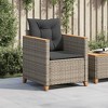 vidaXL Patio Chair with Cushions Gray Poly Rattan - 3 of 4