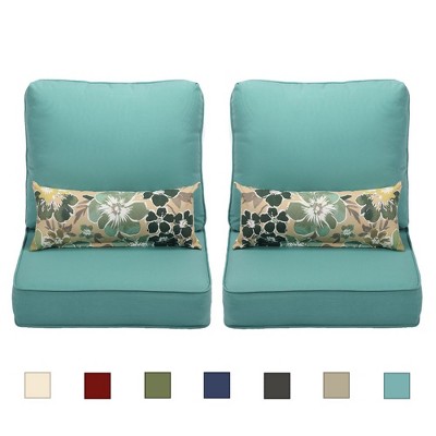 Aoodor 22'' x 24'' Blue Olefin Fabric Outdoor Chair Cushion Set