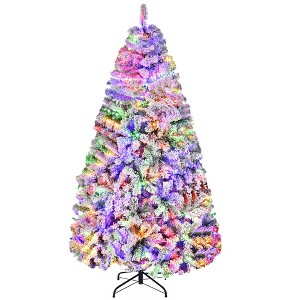 SUGIFT 7.5ft Pre-Lit Snow Flocked Artificial Christmas Tree W/1500 Branch Tips and 550 Remote-Controlled Warm-White & Multicolored Lights - 1 of 4