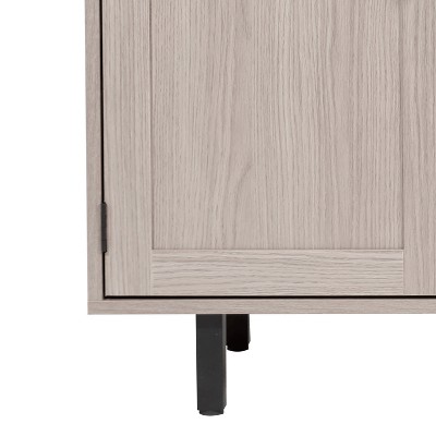 Gray Particleboard Bar Cabinet with Black Steel Legs