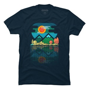 Men's Design By Humans Mountains Reflection On The Beach By Limhengs T-Shirt - 1 of 4