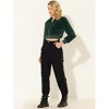 INSPIRE CHIC Women's Winter Fluffy Zipper Up Cropped Faux Fur Bomber Jacket - 3 of 4