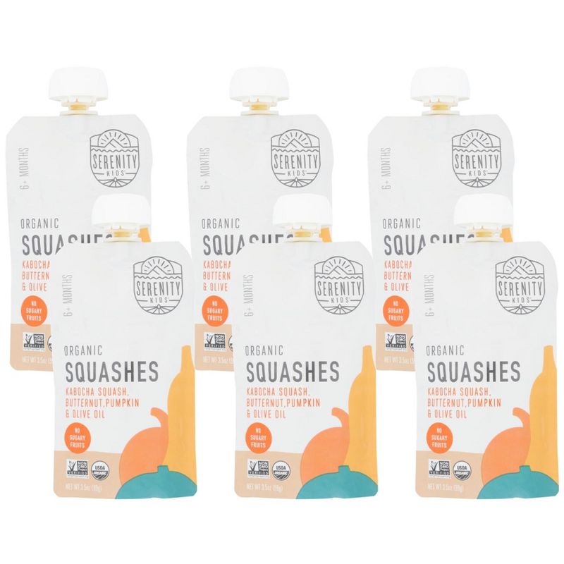 Serenity Kids Organic Squashes Puree 6+ Months - Case of 6/3.5 oz, 1 of 6