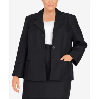 Alfred Dunner Womens Ribbed Three Button Blazer Jacket
