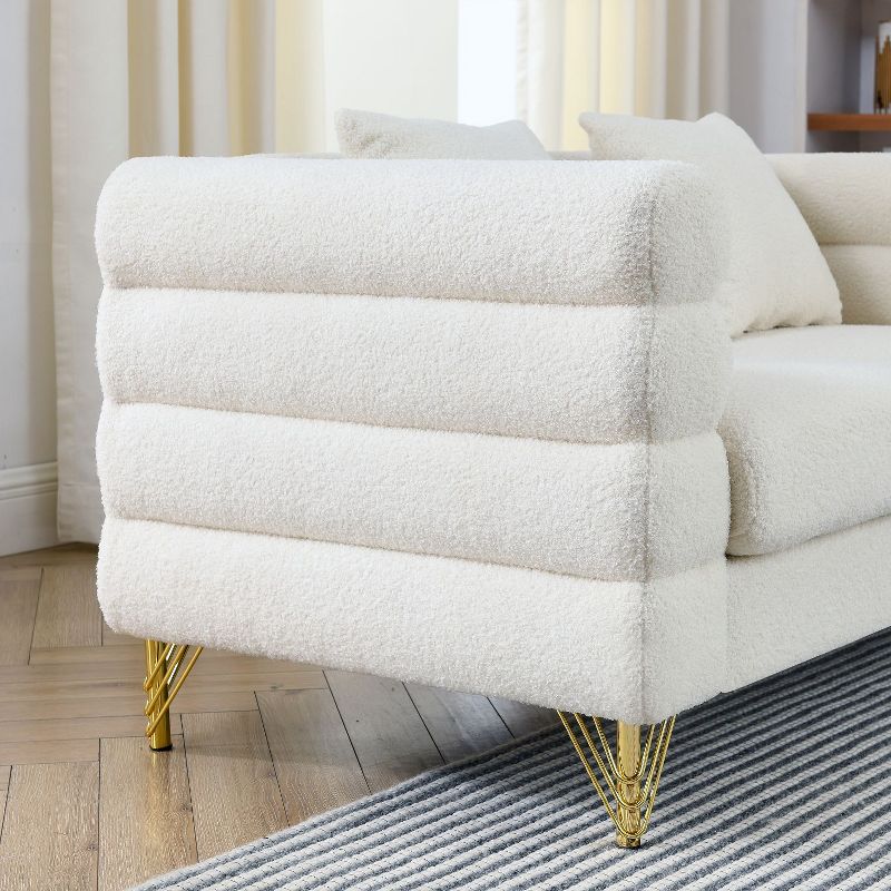 81'' Modular Oversized 3 Seater Velvet Sofa, Deep Seating with 3 Pillows for Living Room, Bedroom - Maison Boucle, 5 of 9