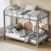 Garvee Metal Bunk Bed Twin Over Twin, Industrial Bunkbeds with Ladder and Arched Guardrail, Noise Free, No Boxing Spring Needed, Gray - 3 of 4