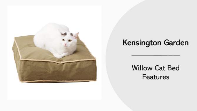 Kensington Garden Willow Deluxe Faux Shearling Rectangle Pillow Cat Bed, 2 of 7, play video