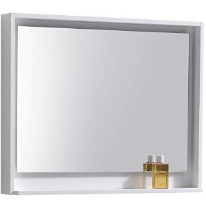Kube Bath Bosco 36Inch Framed Mirror With Shelve - Gloss White Finish - 1 of 2