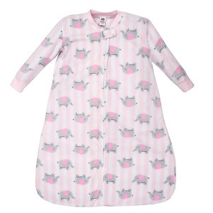 Hudson Baby Infant Girls Long-Sleeve Fleece Sleeping Bag, Elephant Stripe - 1 of 2