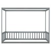 NicBex Twin/Full Size Canopy Bed Frame,Floor Platform Bed with Fence and Guardrails,Montessori Floor Bed for Kids,Adults,Teens - 2 of 4