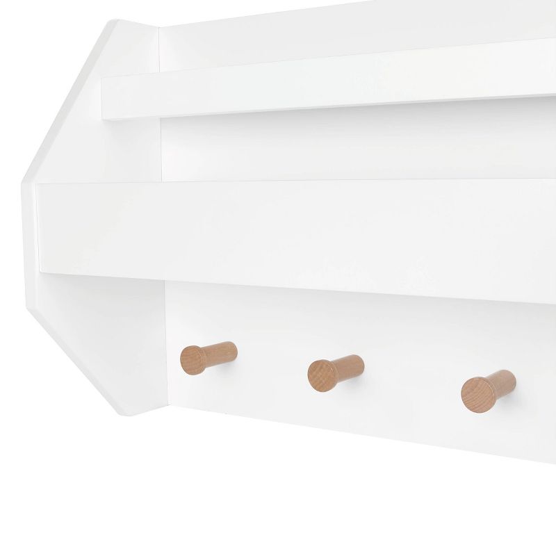 Kids&#39; Catch-All Wall Shelf with Bookrack and Hooks White - RiverRidge Home, 3 of 8