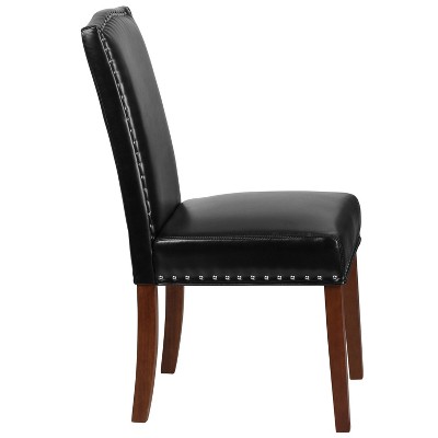Black LeatherSoft Parsons Side Chair with Nailhead Trim