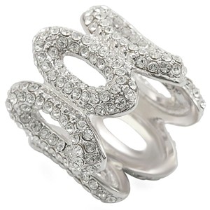 Slickblue Two-Tone Brass Ring with Clear or Black Crystal Stones for Women, Classic Pave Band, Sizes 5-10 - 1 of 4