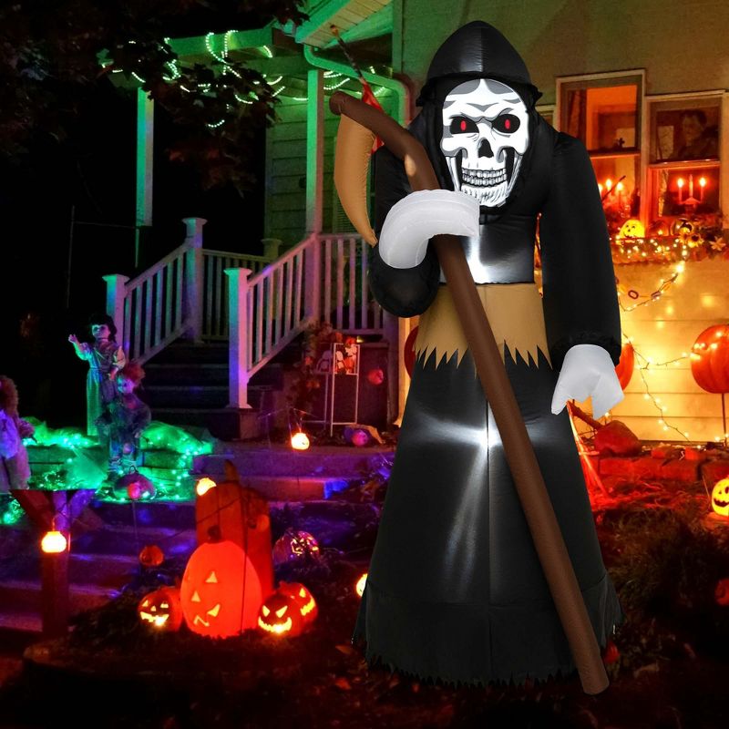 Costway 8 FT Halloween Inflatable Grim Reaper Ghost Blow-up Decoration with 3 LED Lights, 2 of 11