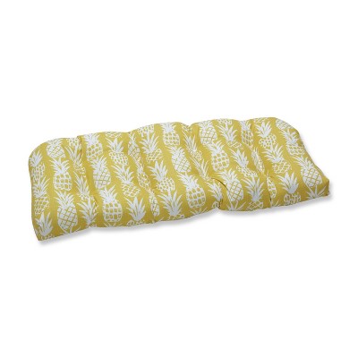 Pineapple Wicker Outdoor Loveseat Cushion Yellow - Pillow Perfect