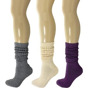 Women's Extra Heavy Cotton Slouch Socks – 3 Pairs, Size 5-10 | Thick, Cushioned & Colorful - 1 of 1