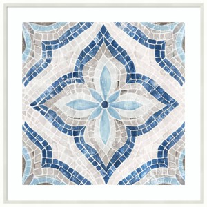25" x 25" Blue Single Moroccan Tile by Eva Watts Wood Framed Wall Art Print - Amanti Art: Modern Style, Acrylic, Hardwood Frame, Wire Mount - 1 of 4