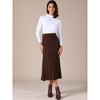 INSPIRE CHIC Women's Casual Vintage High Waist A Line Pleated Knit Midi Skirts - 2 of 4