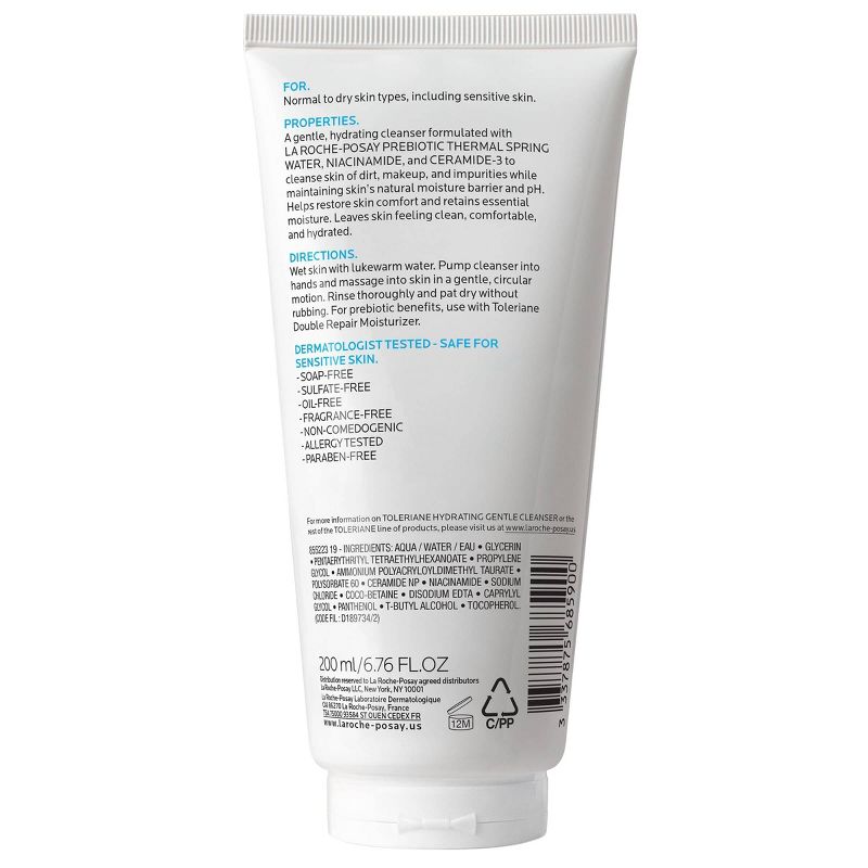  La Roche Posay Toleriane Hydrating Gentle Face Wash with Ceramide for Normal to Dry Sensitive Skin , 3 of 9