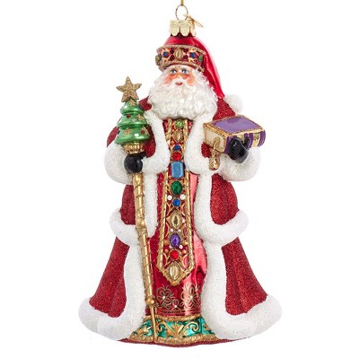 Kurt Adler 7-inch Bellissimo Glass Red Santa Ornament : Target