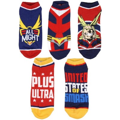 My Hero Academia Adult All Might Themed Designs 5 Pack No Show Ankle Socks