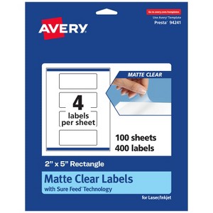 Avery Matte Clear Labels,  2" x 5" Rectangle - 1 of 4