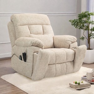 Oversized Chenille Power Lift Recliner Chair with Dual OKIN Motors, Massage, Heating, 180¡ã Lay Flat, and 2 Cup Holders - 1 of 4