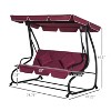 3-Seat Outdoor Patio Swing Chair, Converting Flatbed, Outdoor Swing Glider with Adjustable Canopy, Removable Cushion and Pillows, for Porch, Garden - 3 of 4