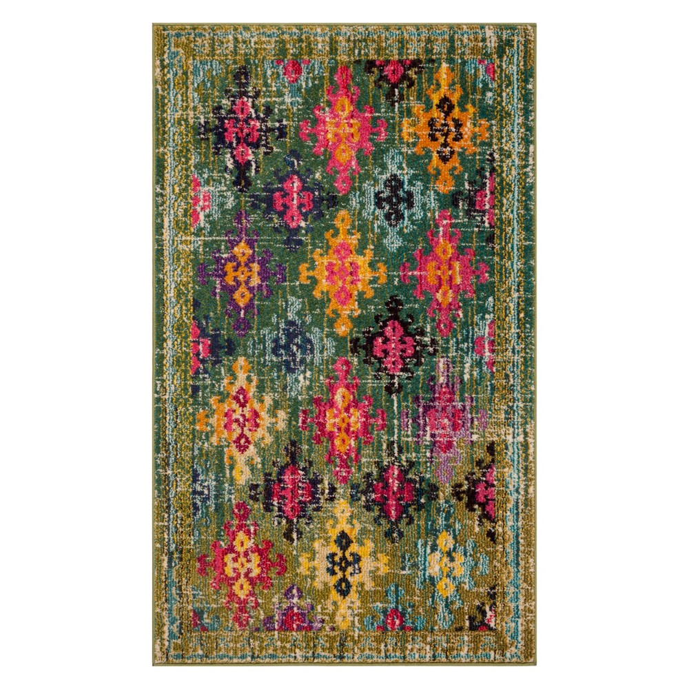 3'x5' Medallion Accent Rug Green - Safavieh