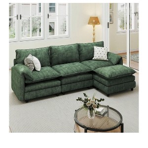 Sectional Sofa Couches L-Shape Upholstered Cloud Couch Sofa Couch Set With Ottomans 2 Seats Comfy Couch No Assembly - 1 of 4