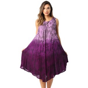 Riviera Sun Women's Ombre Tie-Dye Summer Dress with Hand-Painted Floral Design  Casual and Stylish Beachwear - 1 of 4