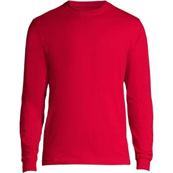 Lands' End School Uniform Men's Long Sleeve Essential T-shirt - Medium - Red