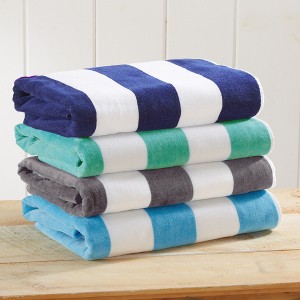100% Cotton Cabana Striped 4 Pack Oversized Beach Towels - Great Bay Home - 1 of 4