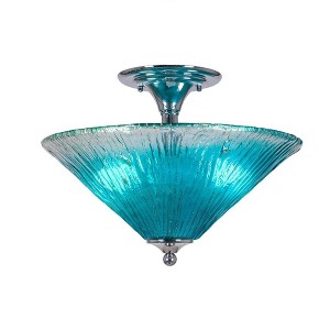 Toltec Lighting Any 2 - Light Flush Mount in  Chrome with 16" Teal Crystal Shade - 1 of 1