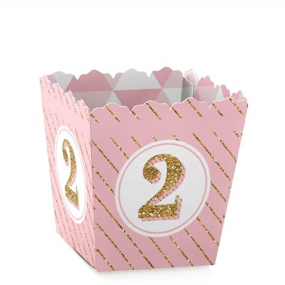 Big Dot of Happiness Two Much Fun - Girl - Party Mini Favor Boxes - 2nd Birthday Party Treat Candy Boxes - Set of 12