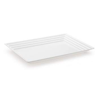 Smarty Had A Party 11" x 16" White Rectangular with Groove Rim Plastic Serving Trays (24 Trays)
