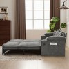 82.7"W 3-in-1 Convertible Sofa Bed with USB Charging, Storage & Cup Holders, Corduroy Sofa Couch Chaise Lounge - ModernLuxe - 4 of 4