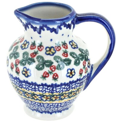 Blue Rose Polish Pottery Strawberry Garden Creamer